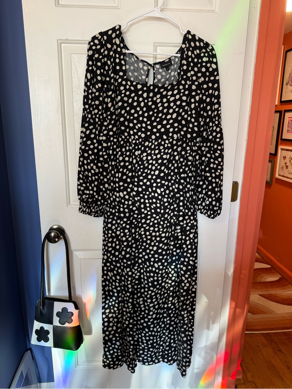 Who What Wear Black and White Polka Dot Maxi Dress